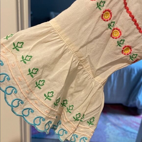 Embroidered Cream Swim  Cover up - Picture 2 of 6